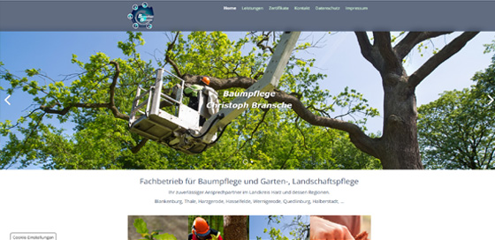 Das Foto zeigt Screenshot den Webseite https://www.baumpflege-bransche.de