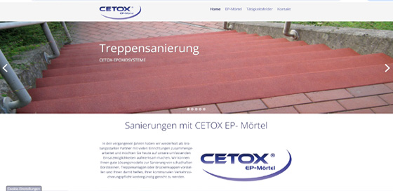 Bild zeigt Webseite von CETOX Blankenburg.