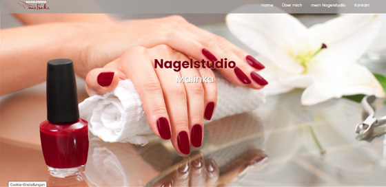 Bild zeigt Webseite von Nagelstudio Malinka.