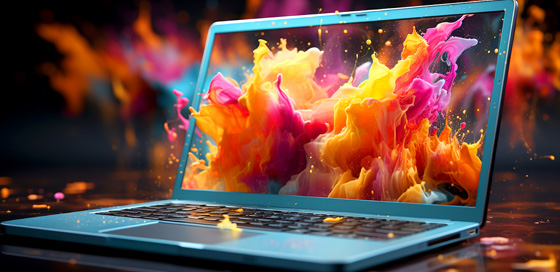 Allgemeines Referenzfoto mit Laptop und Flammen.