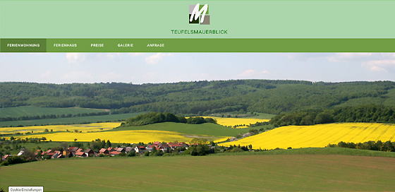 Bild zeigt Webseite von Fereinhaus und Wohnung Teufelsmauerblick.